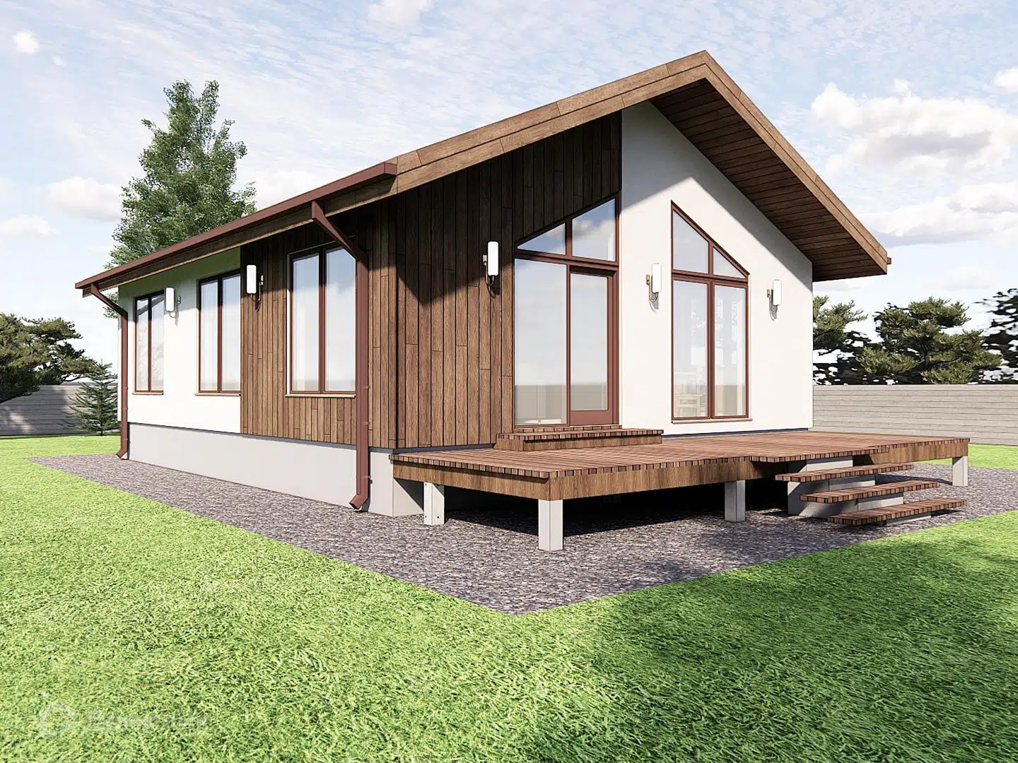 Проект дома «Классический 93» компании NORTH HOUSE из материала Каркасный дом площадью 93м² под ключ за 7500000₽ в Донецке | 1 этаж, 2 спальни, 1 санузел – Домклик