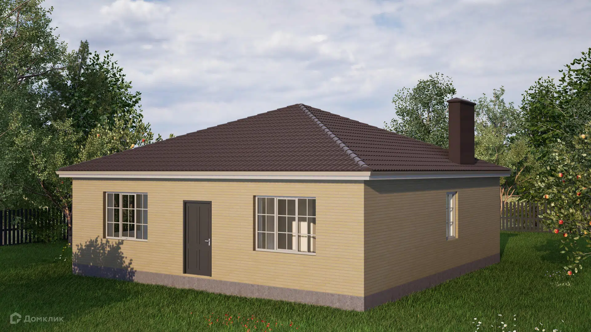 Проект дома «Проект - 50239» компании ИП Петрова В.В. из материала Кирпич площадью 99.45м² под ключ за 4800000₽ в Донецке | 1 этаж, 4 спальни, 2 санузла – Домклик