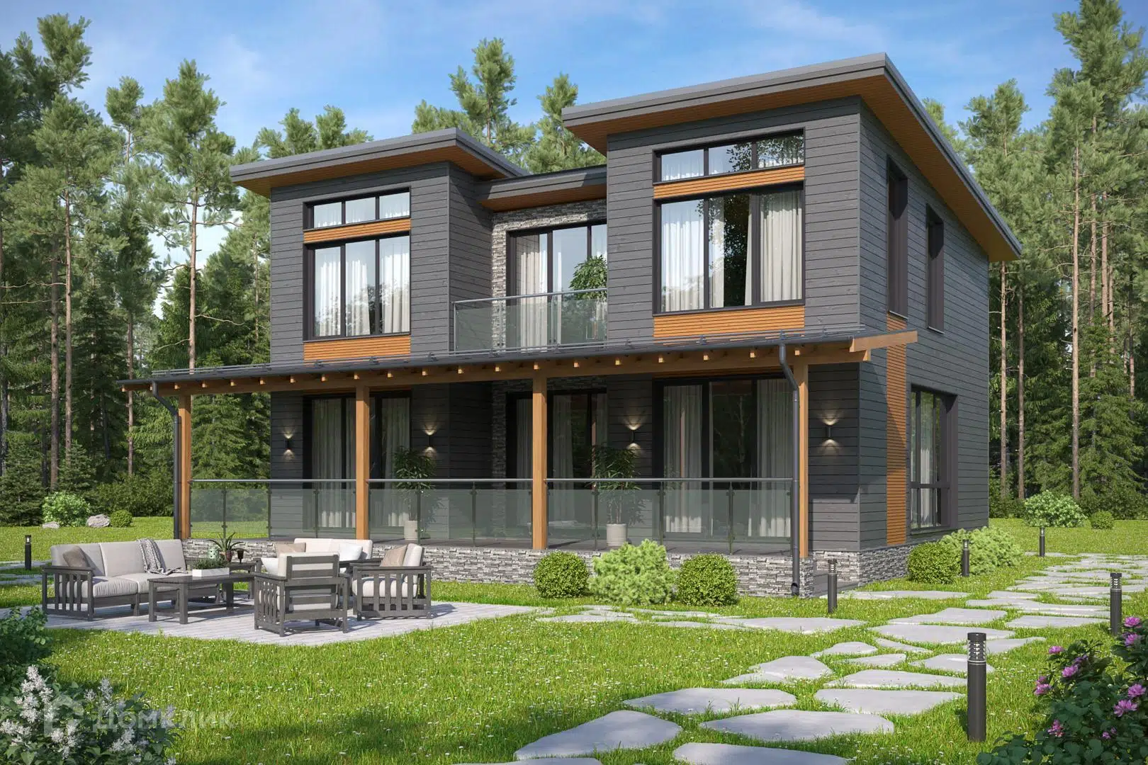 Проект дома «Базель» компании ИНТЕЛ ГРУПП из материала Газобетонные блоки площадью 162м² под ключ за 8550000₽ в Донецке | 2 этажа, 4 спальни, 3 санузла – Домклик