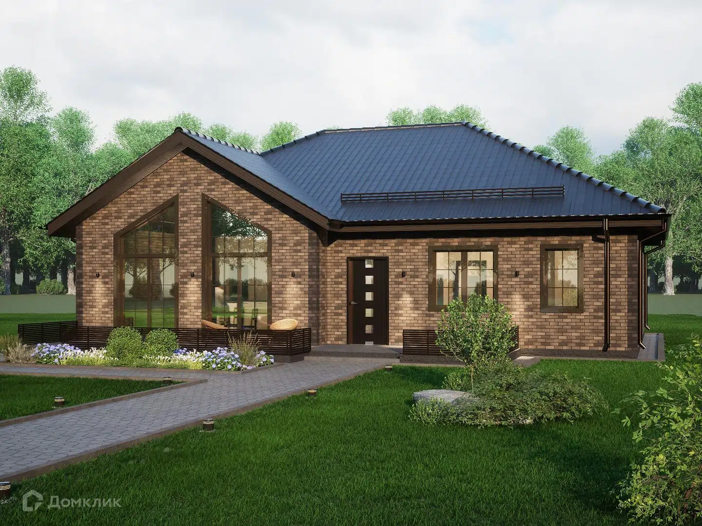 Проект дома «СП-40» компании КАЛУГА-СТРОЙДОМ из материала Газобетонные блоки площадью 109м² под ключ за 6540000₽ в Луганске | 1 этаж, 3 спальни, 2 санузла – Домклик