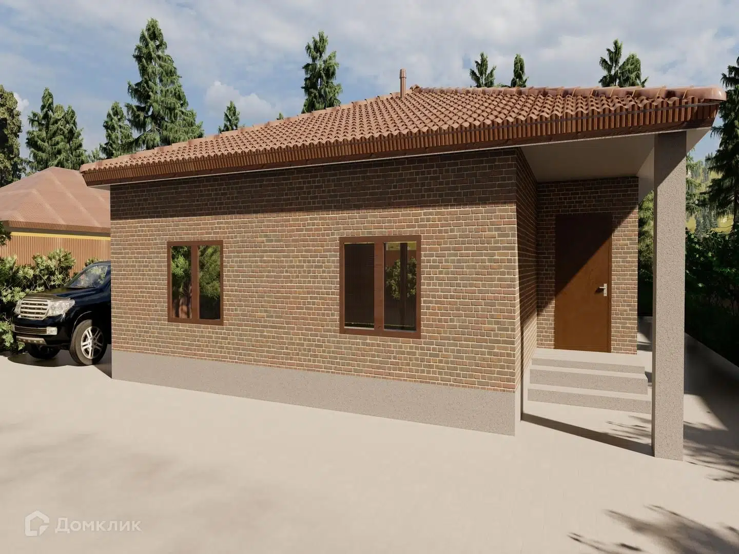 Проект дома «Проект,8» компании СК «Созвездие» из материала Газобетонные блоки площадью 93м² под ключ за 6171387₽ в Донецке | 1 этаж, 3 спальни, 1 санузел – Домклик