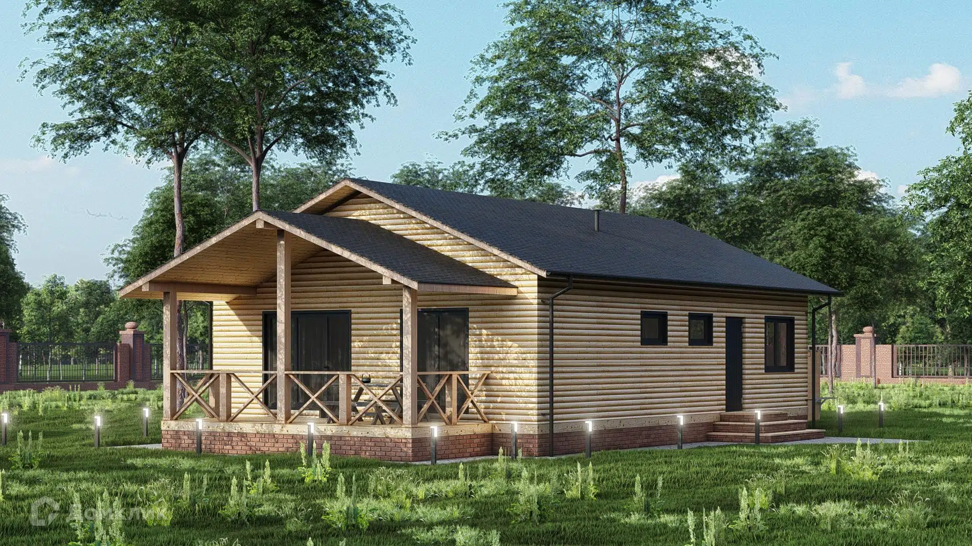 Проект дома «Каркасный дом 8х12» компании СК «АС-КАРКАС» из материала Каркасный дом площадью 96м² под ключ за 2487000₽ в Донецке | 1 этаж, 3 спальни, 2 санузла – Домклик