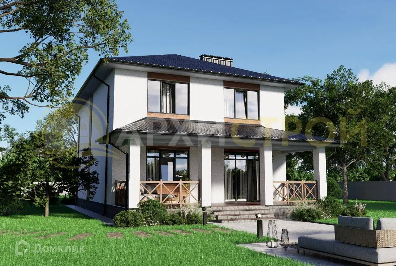 Проект дома «Проект 181М» компании Архистрой из материала Газосиликатные блоки площадью 181м² под ключ за 6790000₽ в Донецке | 2 этажа, 4 спальни, 3 санузла – Домклик