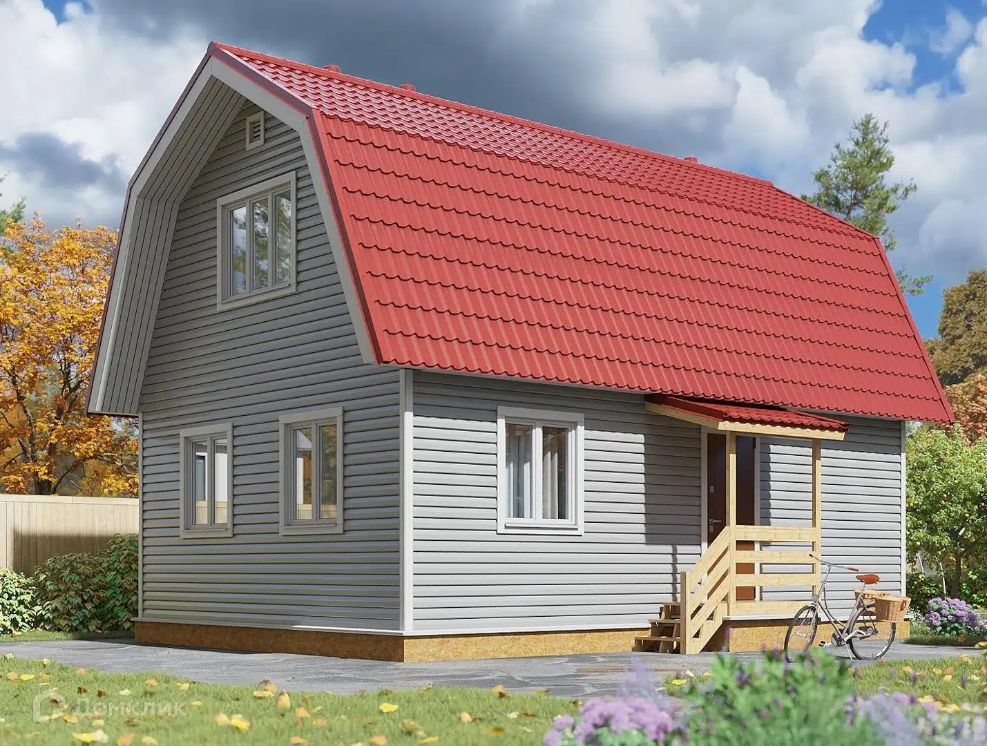 Проект дома «Лидер ЛК 6 (6х8,77м)» компании Теремъ из материала Каркасный дом площадью 85.27м² под ключ за 4115468₽ в Луганске | 2 этажа, 2 спальни, 2 санузла – Домклик