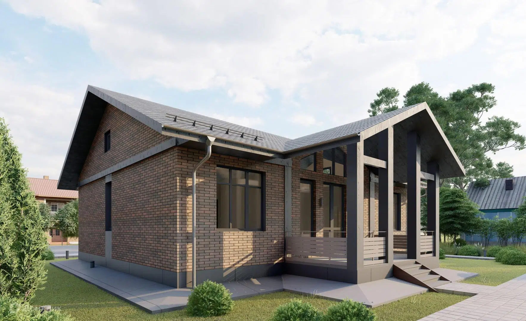 Проект дома «ДК-122-1ВС» компании «SKD DOM» из материала Газобетонные блоки площадью 122м² под ключ за 9150000₽ в Донецке | 1 этаж, 3 спальни, 2 санузла – Домклик