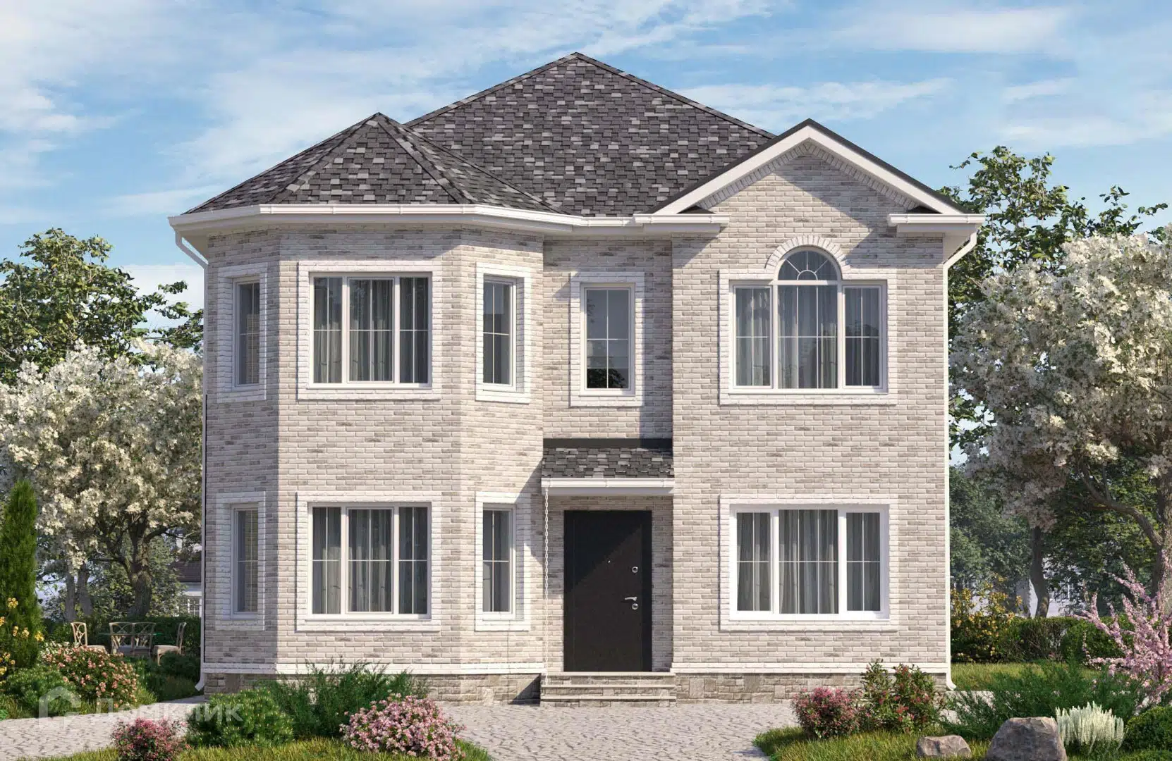 Проект дома «Проект №159» компании ООО«НОВАСТРОЙ» из материала Газобетонные блоки площадью 154м² под ключ за 6850000₽ в Донецке | 2 этажа, 4 спальни, 2 санузла – Домклик