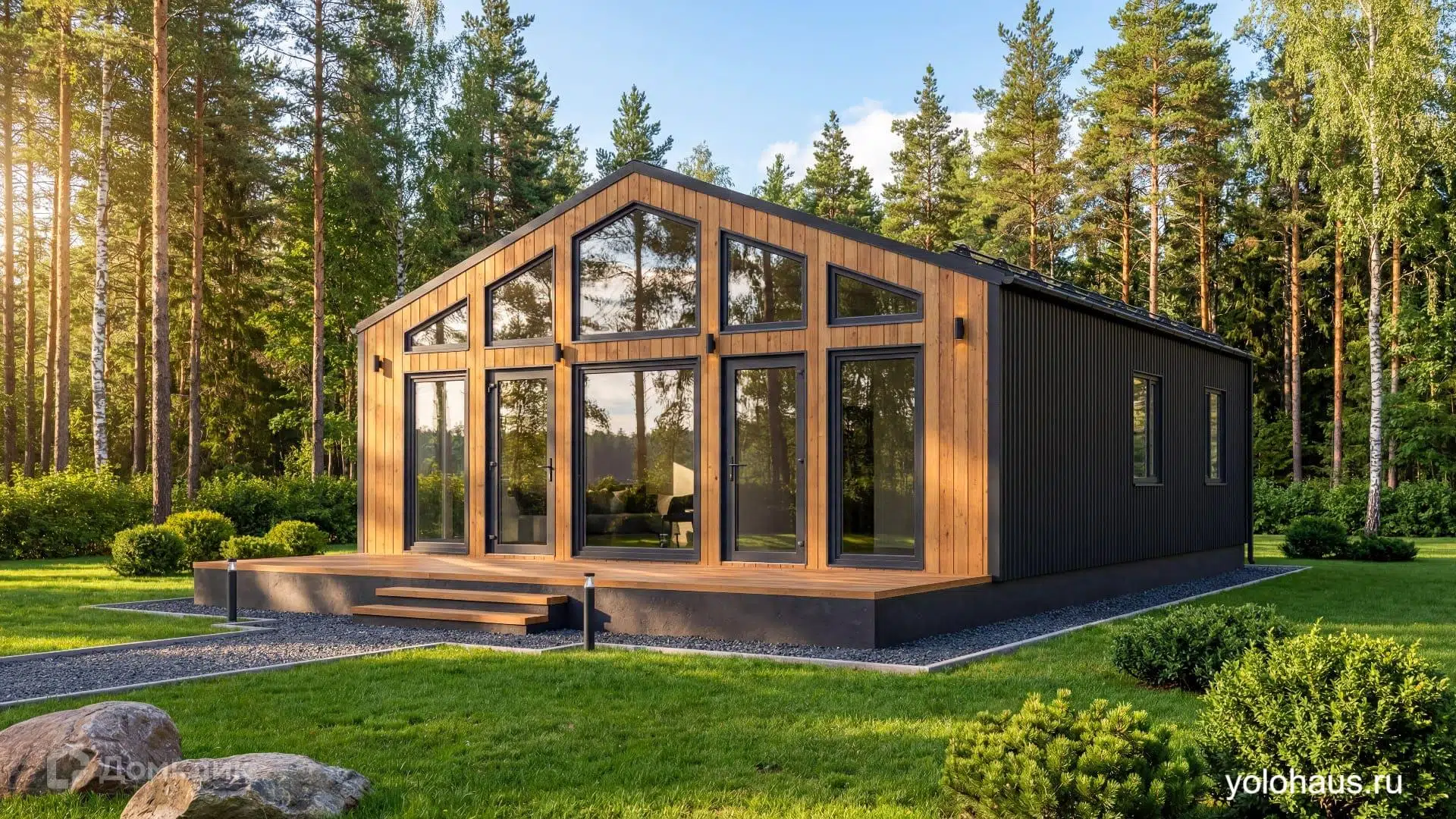 Проект дома «СИП С103» компании ЙОЛО ХАУС из материала SIP-панели площадью 80м² под ключ за 3883000₽ в Луганске | 1 этаж, 3 спальни, 1 санузел – Домклик