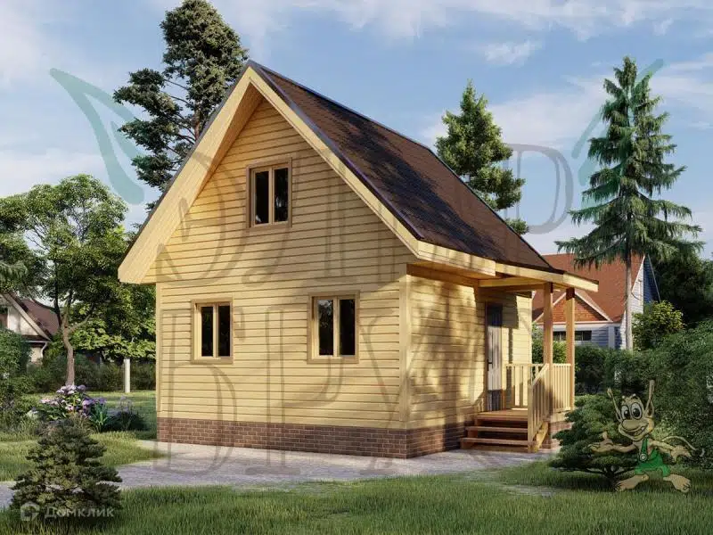 Проект дома «Каркасный дом "Авсентий"» компании ООО «ЭльфБрус» из материала Каркасный дом площадью 38.25м² под ключ за 1876000₽ в Донецке | 2 этажа, 2 спальни, 1 санузел – Домклик