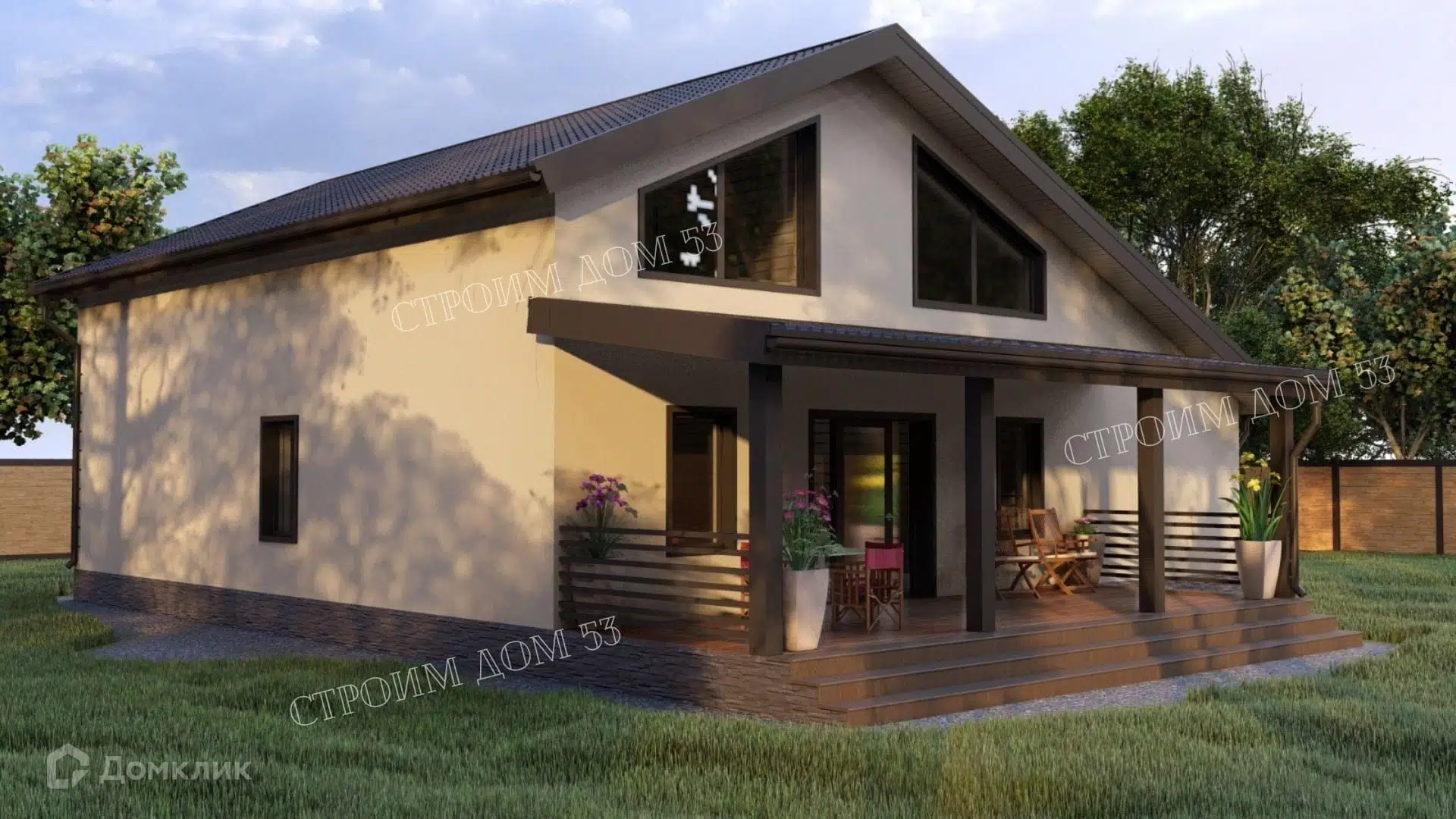 Проект дома «Двухэтажный дом из газобетона 12,7х13м ГБ-29» компании СК Строим Дом 53 из материала Газобетонные блоки площадью 253.2м² под ключ за 11350000₽ в Донецке | 2 этажа, 4 спальни, 2 санузла – Домклик