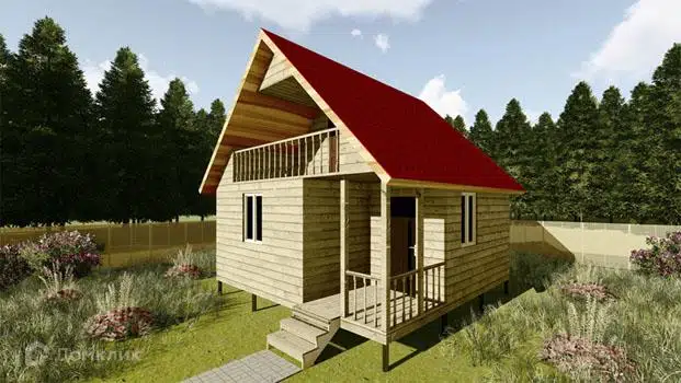 Проект дома «Проект №24» компании Земле-Строй из материала Брус естественной влажности площадью 36м² под ключ за 1465000₽ в Луганске | 2 этажа, 2 спальни, 1 санузел – Домклик