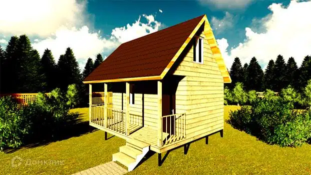 Проект дома «Проект №18» компании Земле-Строй из материала Брус естественной влажности площадью 30м² под ключ за 1345000₽ в Луганске | 2 этажа, 1 спальня, 1 санузел – Домклик