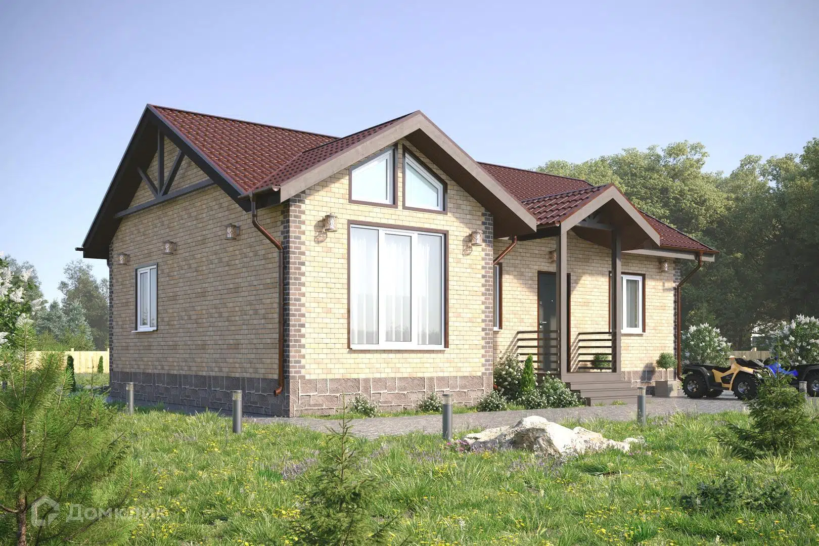 Проект дома «Астория» компании СипПрофстрой из материала SIP-панели площадью 88м² под ключ за 2600000₽ в Донецке | 1 этаж, 3 спальни, 1 санузел – Домклик