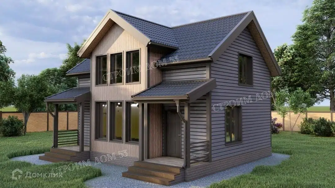 Проект дома «Двухэтажный каркасный дом 9х6,5м КД-64» компании СК Строим Дом 53 из материала Каркасный дом площадью 113.4м² под ключ за 4185000₽ в Донецке | 2 этажа, 4 спальни, 2 санузла – Домклик