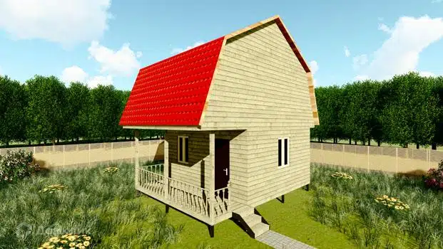 Проект дома «Проект №49» компании Земле-Строй из материала Брус естественной влажности площадью 30м² под ключ за 1685000₽ в Луганске | 2 этажа, 2 спальни, 1 санузел – Домклик