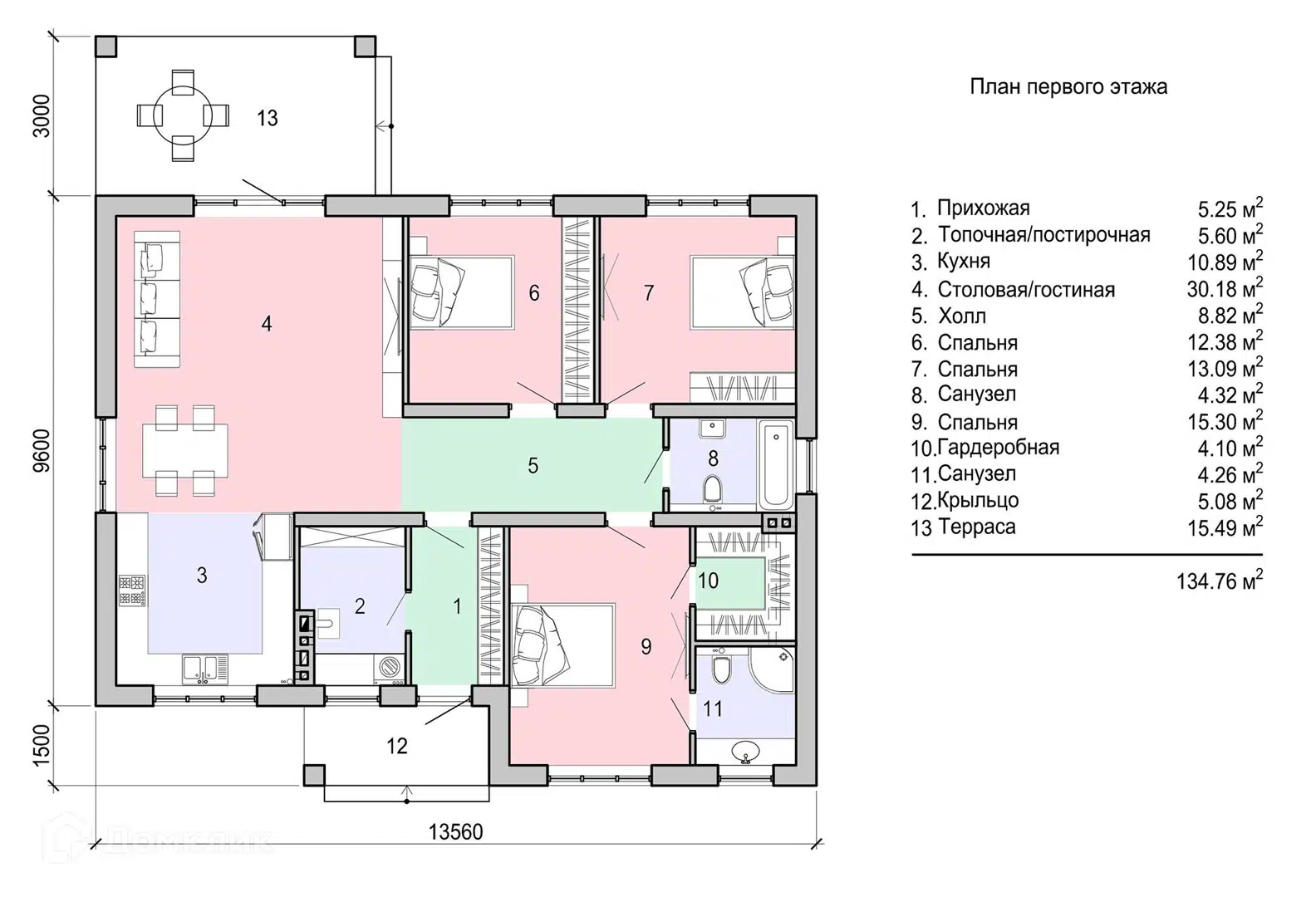 Планировка 1 этажа