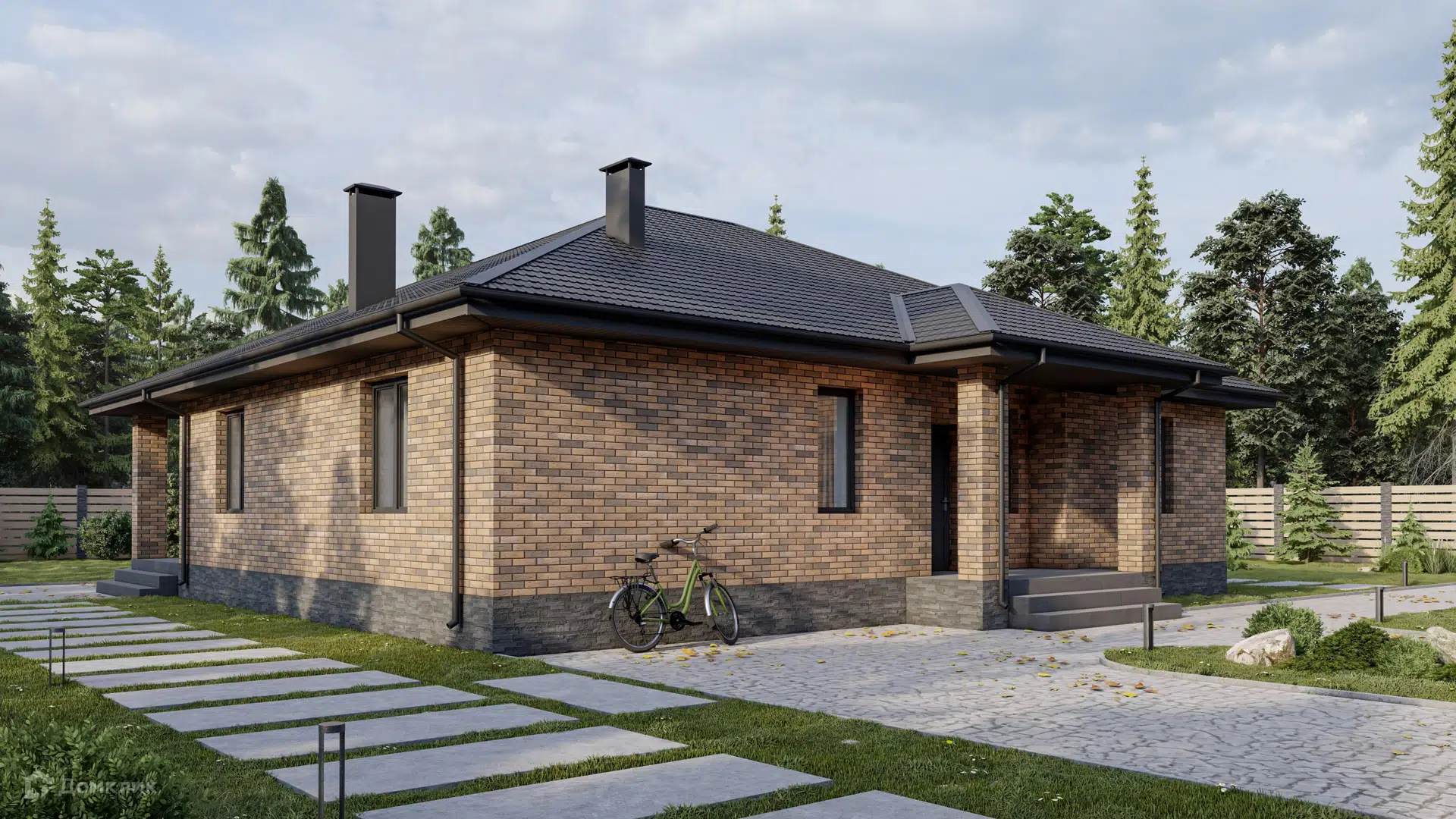 Проект дома «Дом Б048» компании 160 квадратных метров из материала Газобетонные блоки площадью 145м² под ключ за 7300000₽ в Луганске | 1 этаж, 3 спальни, 1 санузел – Домклик