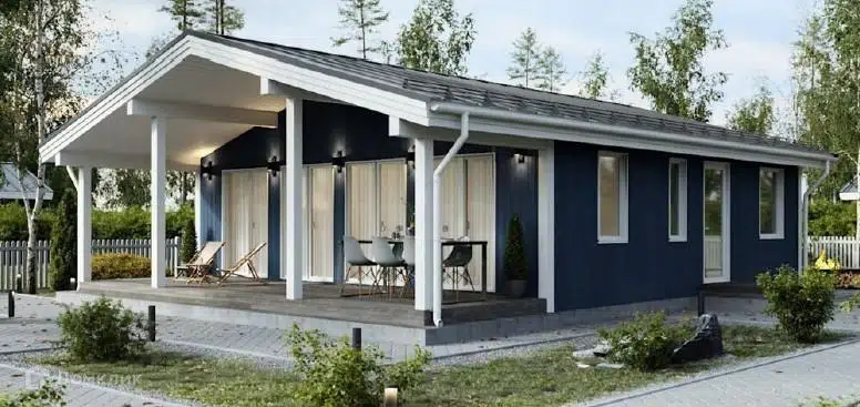 Проект дома «Сканди 9х9 с террасой» компании Твой Домостроитель из материала Каркасный дом площадью 100.7м² под ключ за 5595000₽ в Донецке | 1 этаж, 2 спальни, 1 санузел – Домклик