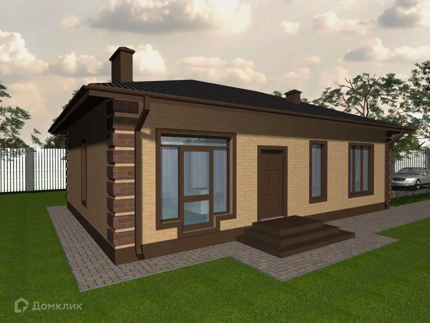 Проект дома «Одноэтажный дом ТП-1» компании «НОРМАН» из материала Газобетонные блоки площадью 79.5м² под ключ за 4100000₽ в Донецке | 1 этаж, 3 спальни, 2 санузла – Домклик