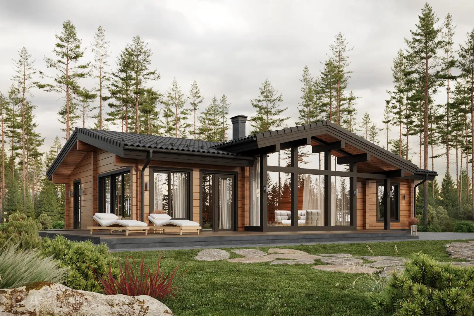 Проект дома «NORD-150» компании NORDWOOD из материала Клееный брус площадью 158м² под ключ за 7631000₽ в Донецке | 1 этаж, 3 спальни, 2 санузла – Домклик