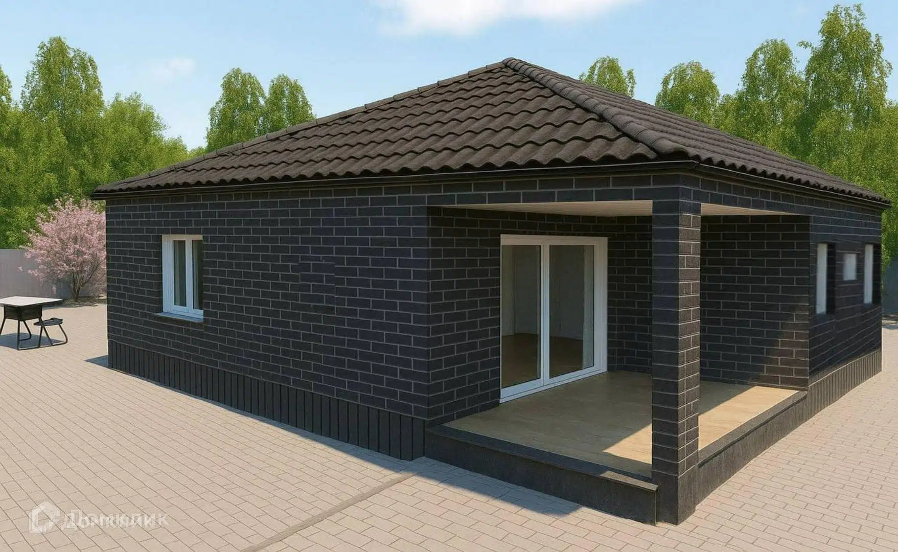 Проект дома «Пуш.90» компании ИП Друшлякова Наталья Павловна из материала Каркасно-щитовая технология площадью 90.7м² под ключ за 9000629₽ в Донецке | 1 этаж, 3 спальни, 2 санузла – Домклик