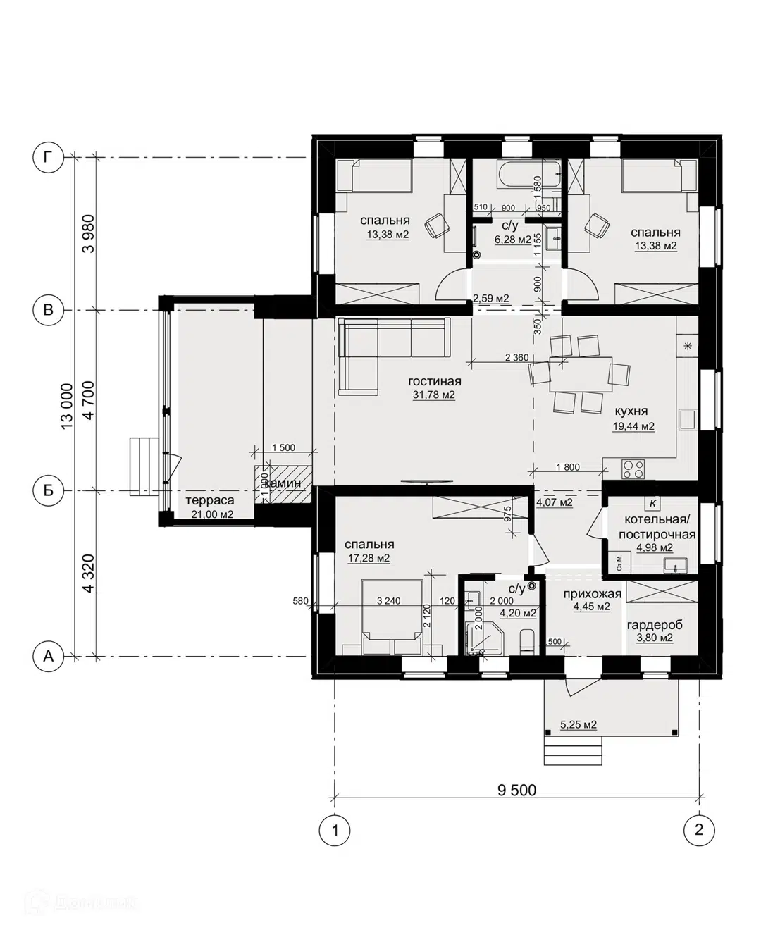 Планировка 1 этажа