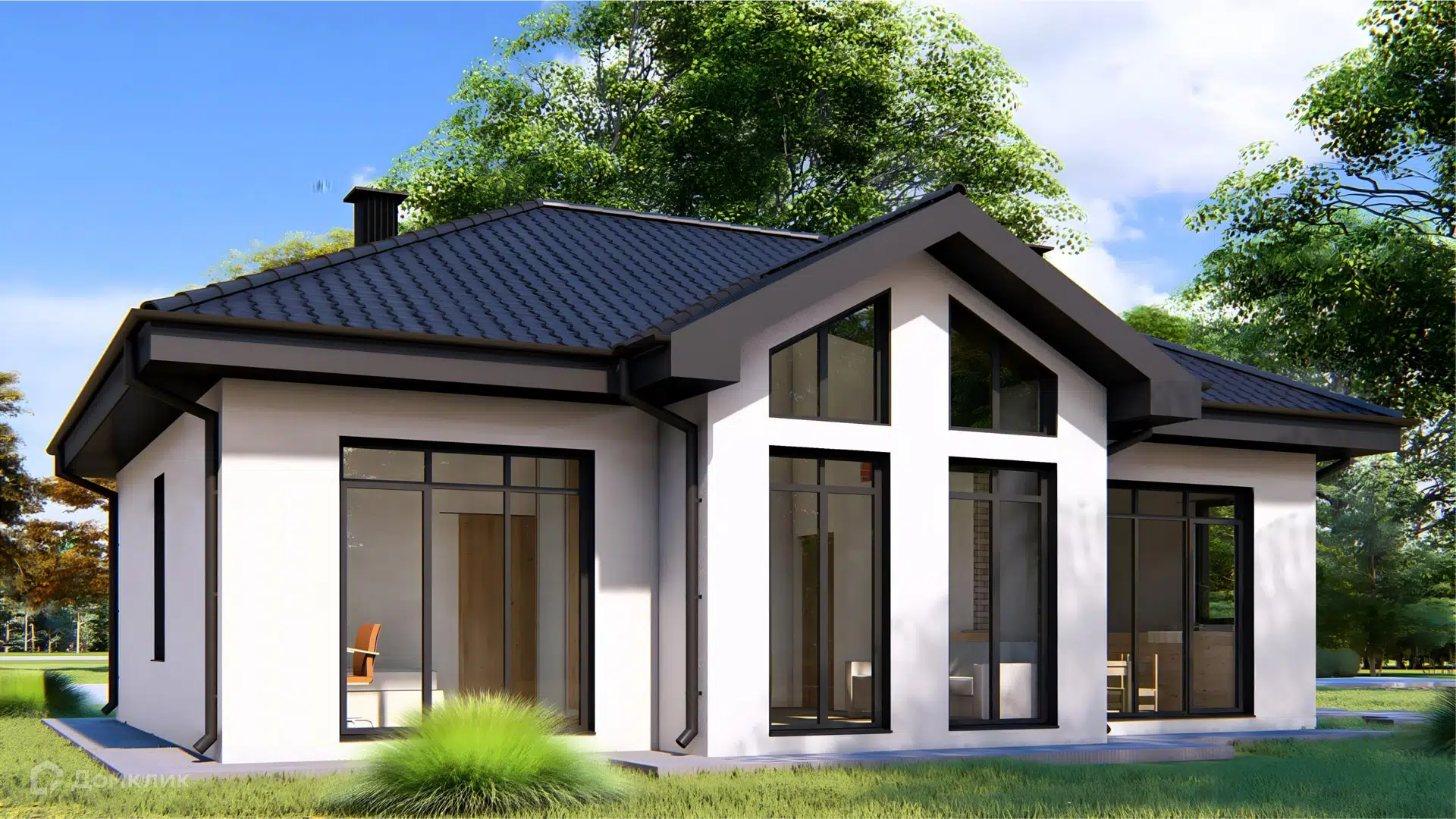 Проект дома «Загородный дом КЕРАМА-78» компании ООО «СЕДЬМОЕ НЕБО» из материала Керамические блоки площадью 79.26м² под ключ за 7010000₽ в Донецке | 1 этаж, 3 спальни, 1 санузел – Домклик