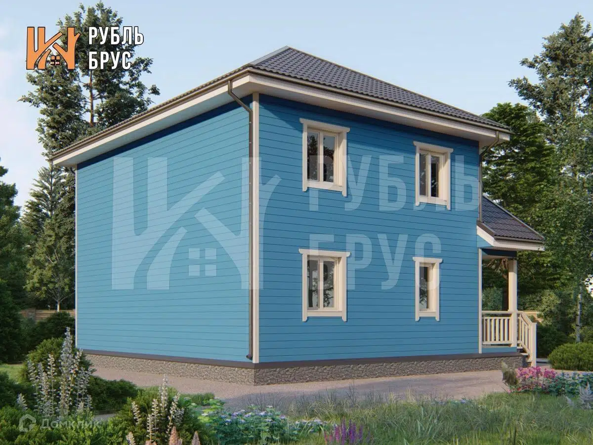Проект дома «Каркасный дом «Любомир»» компании РубльБрус строительство деревянных домов и бань по России. из материала Каркасный дом площадью 119м² под ключ за 5658750₽ в Донецке | 2 этажа, 2 спальни, 1 санузел – Домклик