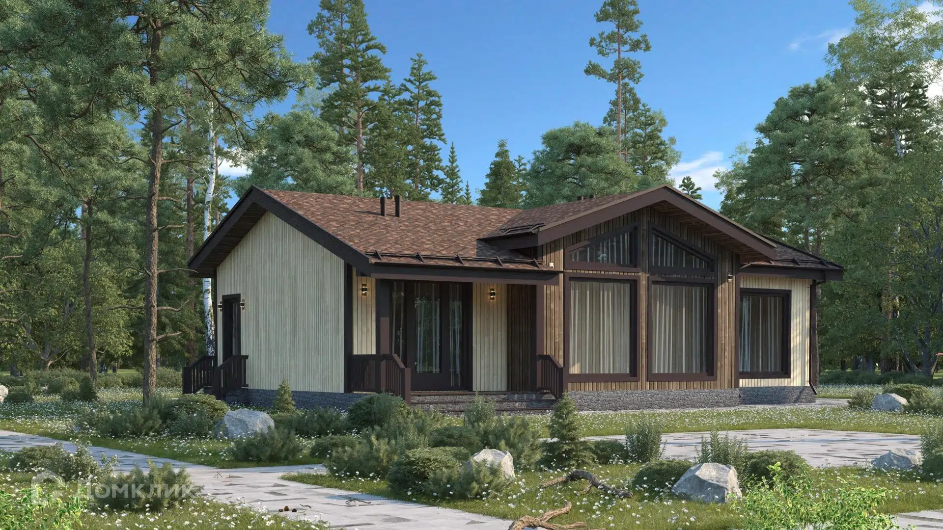 Проект дома «Дом из СИП панелей 14х8,7 - 99С» компании ООО «ДОМ СТРОЙ» из материала SIP-панели площадью 101.66м² под ключ за 3700000₽ в Донецке | 1 этаж, 1 спальня, 1 санузел – Домклик