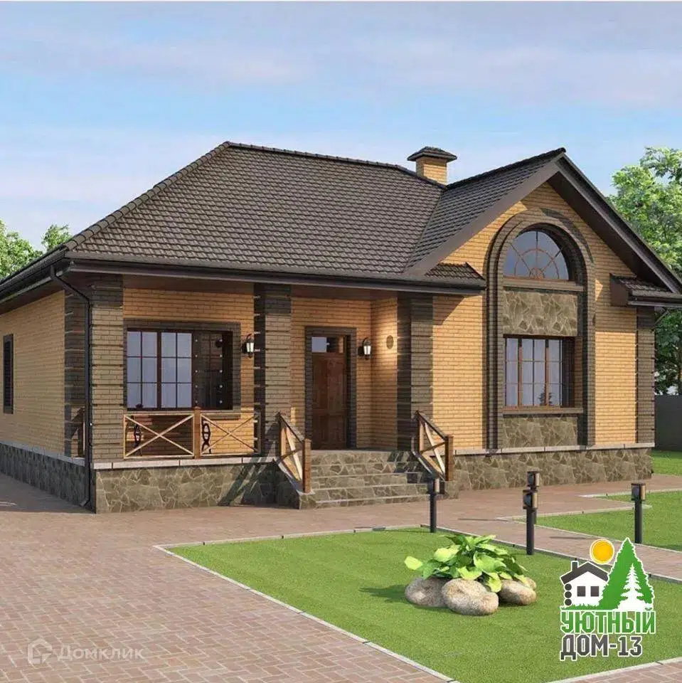 Проект дома «КД-004» компании ООО «СК Уютный дом-13» из материала Газобетонные блоки площадью 200м² под ключ за 8700000₽ в Донецке | 1 этаж, 3 спальни, 1 санузел – Домклик