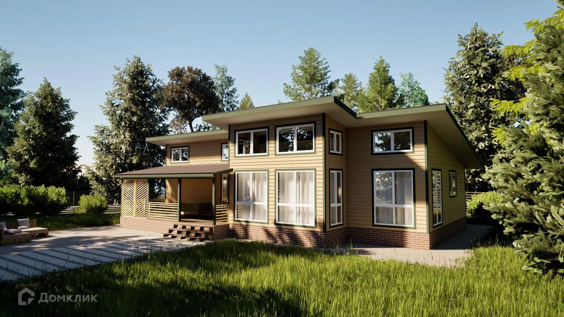 Проект дома «Акварель - 6 БК-180 10,5х16 м П» компании Теремъ из материала Клееный брус площадью 153.8м² под ключ за 11902470₽ в Донецке | 1 этаж, 2 спальни, 2 санузла – Домклик