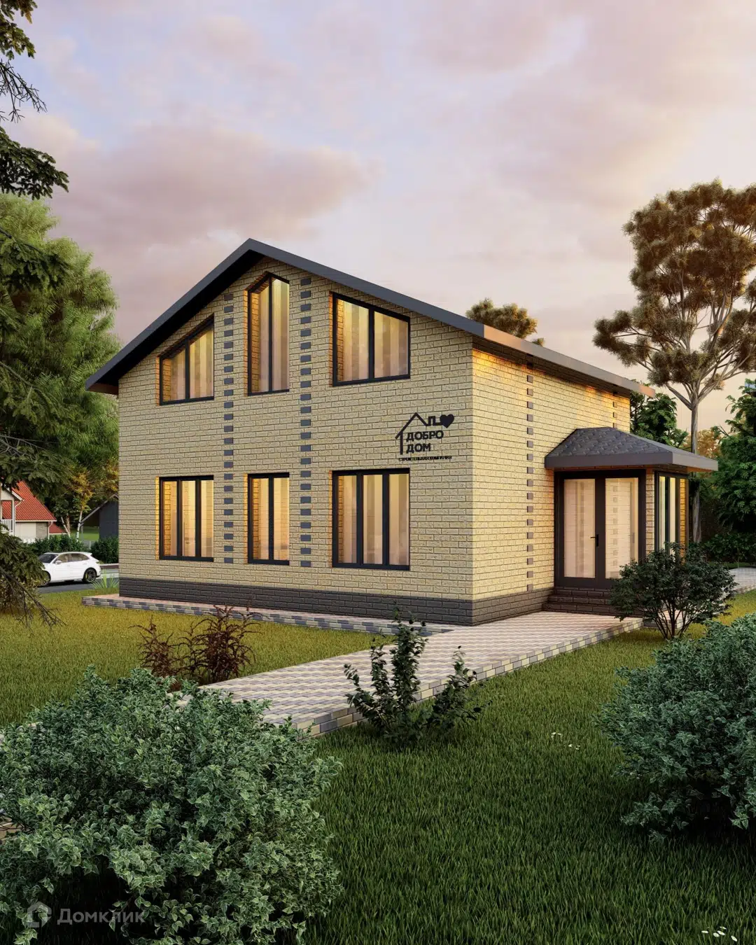 Проект дома «Коттедж Ниагра» компании СК «Добро Дом» из материала Газобетонные блоки площадью 116м² под ключ за 6795000₽ в Донецке | 2 этажа, 4 спальни, 2 санузла – Домклик