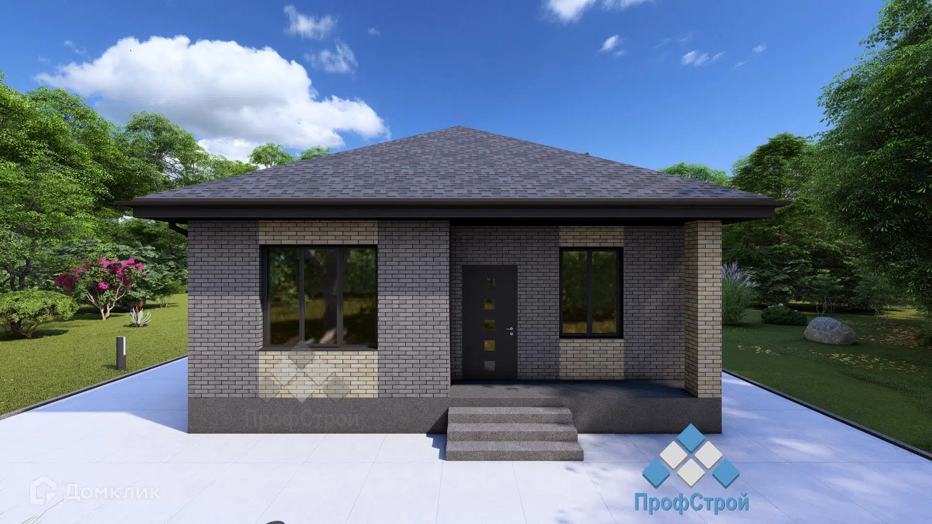Проект дома «Стрелка» компании ПрофСтрой из материала Газобетонные блоки площадью 107.94м² под ключ за 5950000₽ в Донецке | 1 этаж, 3 спальни, 1 санузел – Домклик