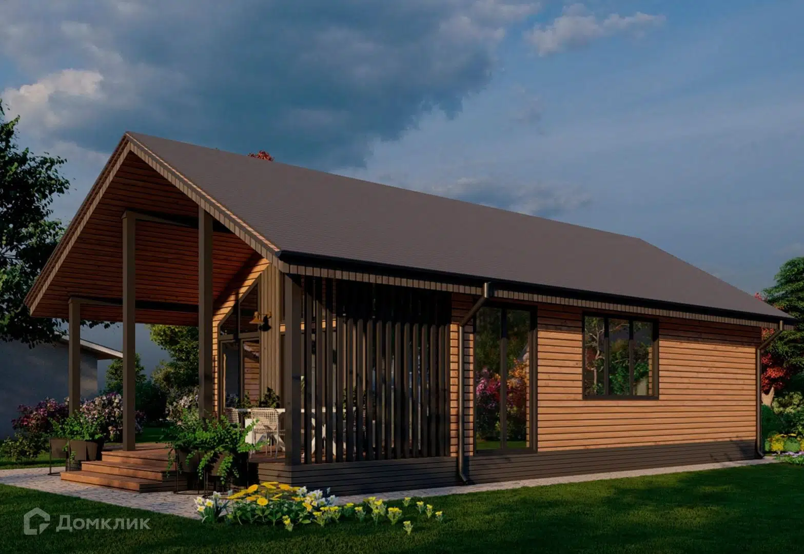 Проект дома «DE-3» компании ДОМ ЭКСПЕРТ из материала Профилированный брус площадью 79м² под ключ за 5300000₽ в Донецке | 1 этаж, 2 спальни, 1 санузел – Домклик