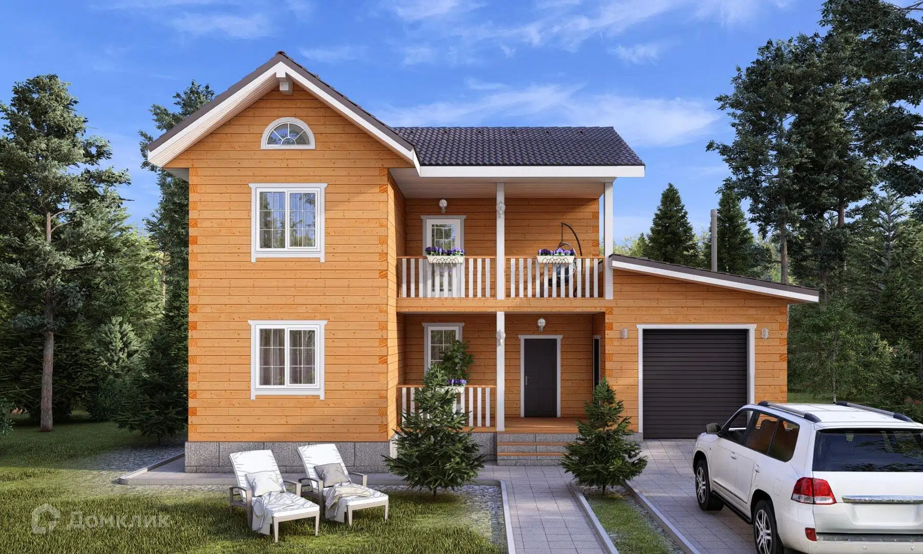 Проект дома «БР-109» компании СПК «ЭталонСтрой» из материала Брус естественной влажности площадью 158м² под ключ за 4500000₽ в Луганске | 2 этажа, 3 спальни, 1 санузел – Домклик