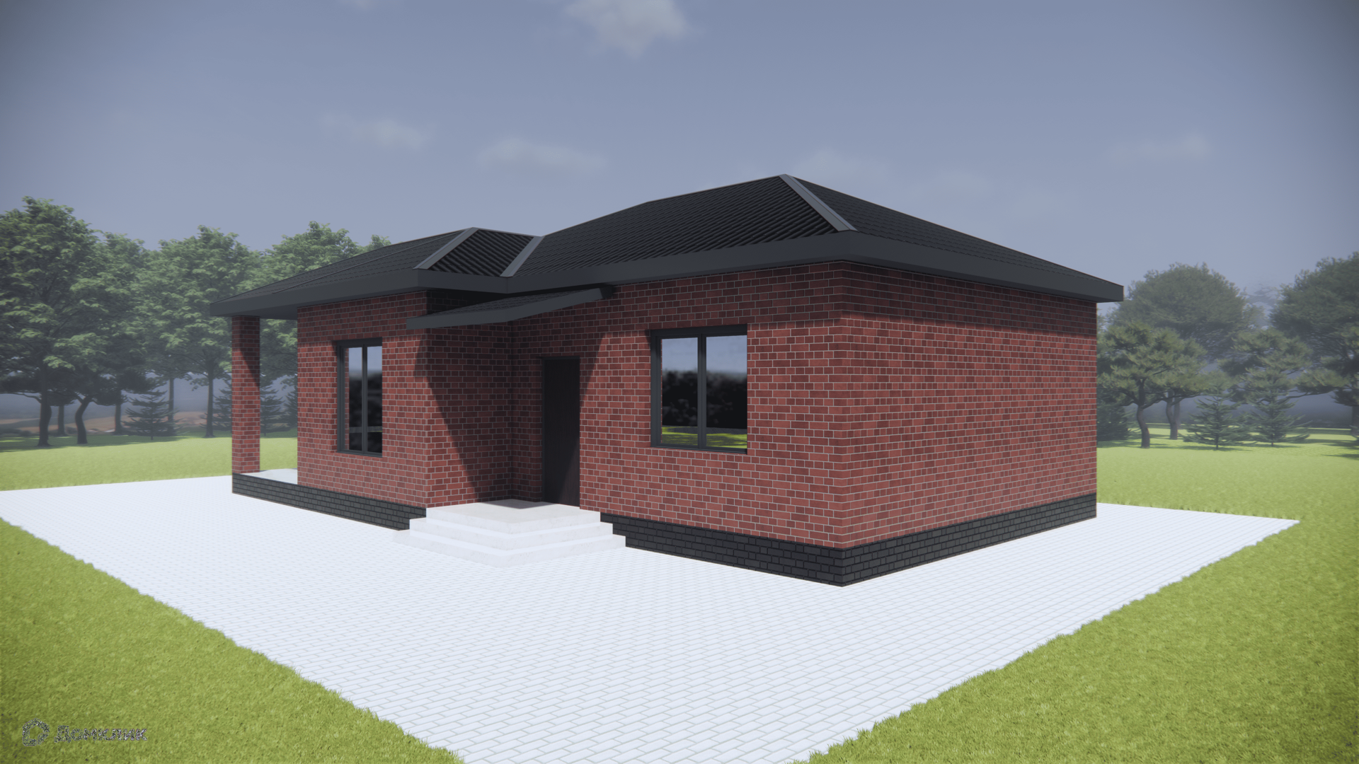 Проект дома «Новошахтинск ДОМ+» компании ИП Оганнисян Оганнес Вачаганович из материала Газобетонные блоки площадью 75.2м² под ключ за 4400000₽ в Донецке | 1 этаж, 2 спальни, 1 санузел – Домклик