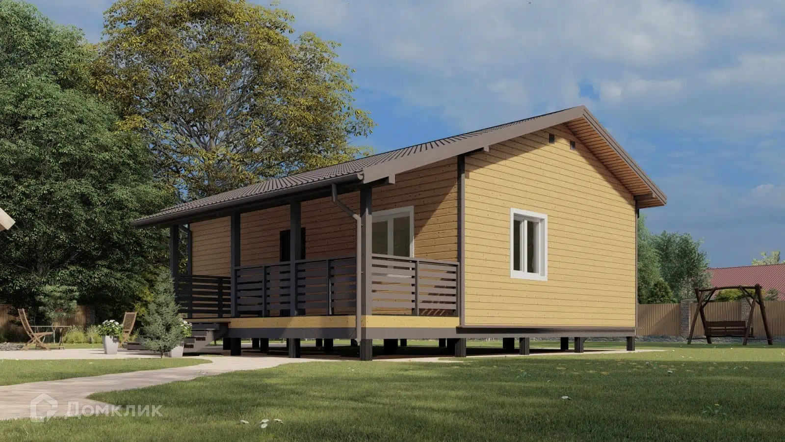Проект дома «Дом Берёзовая роща» компании ООО МногоДом из материала Каркасный дом площадью 72.6м² под ключ за 4340000₽ в Донецке | 1 этаж, 3 спальни, 1 санузел – Домклик