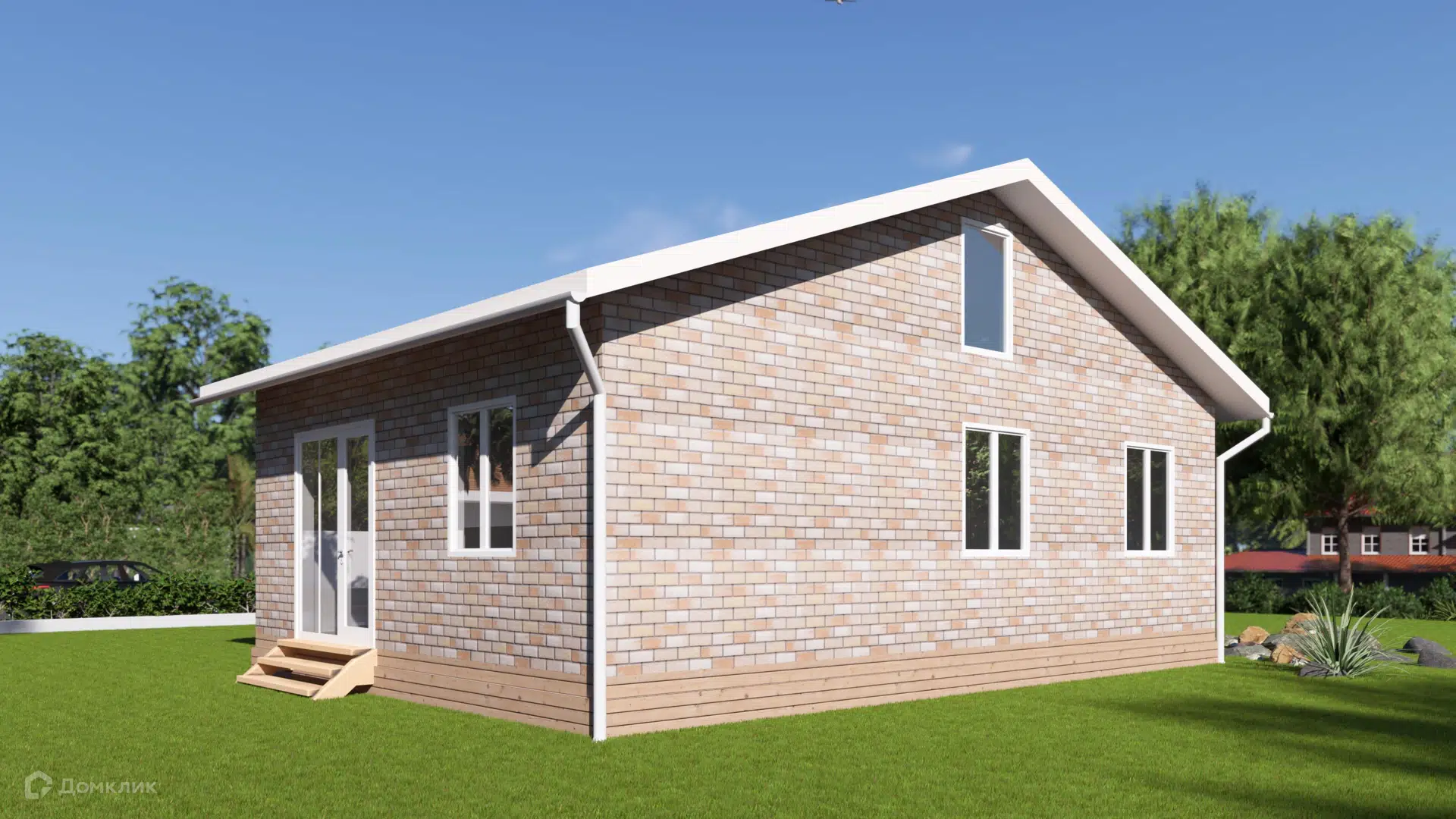 Проект дома «Одноэтажный классический дом ОД - 73 Майский» компании ТСК ЭнСтрой из материала SIP-панели площадью 73м² под ключ за 3344000₽ в Донецке | 1 этаж, 3 спальни, 1 санузел – Домклик