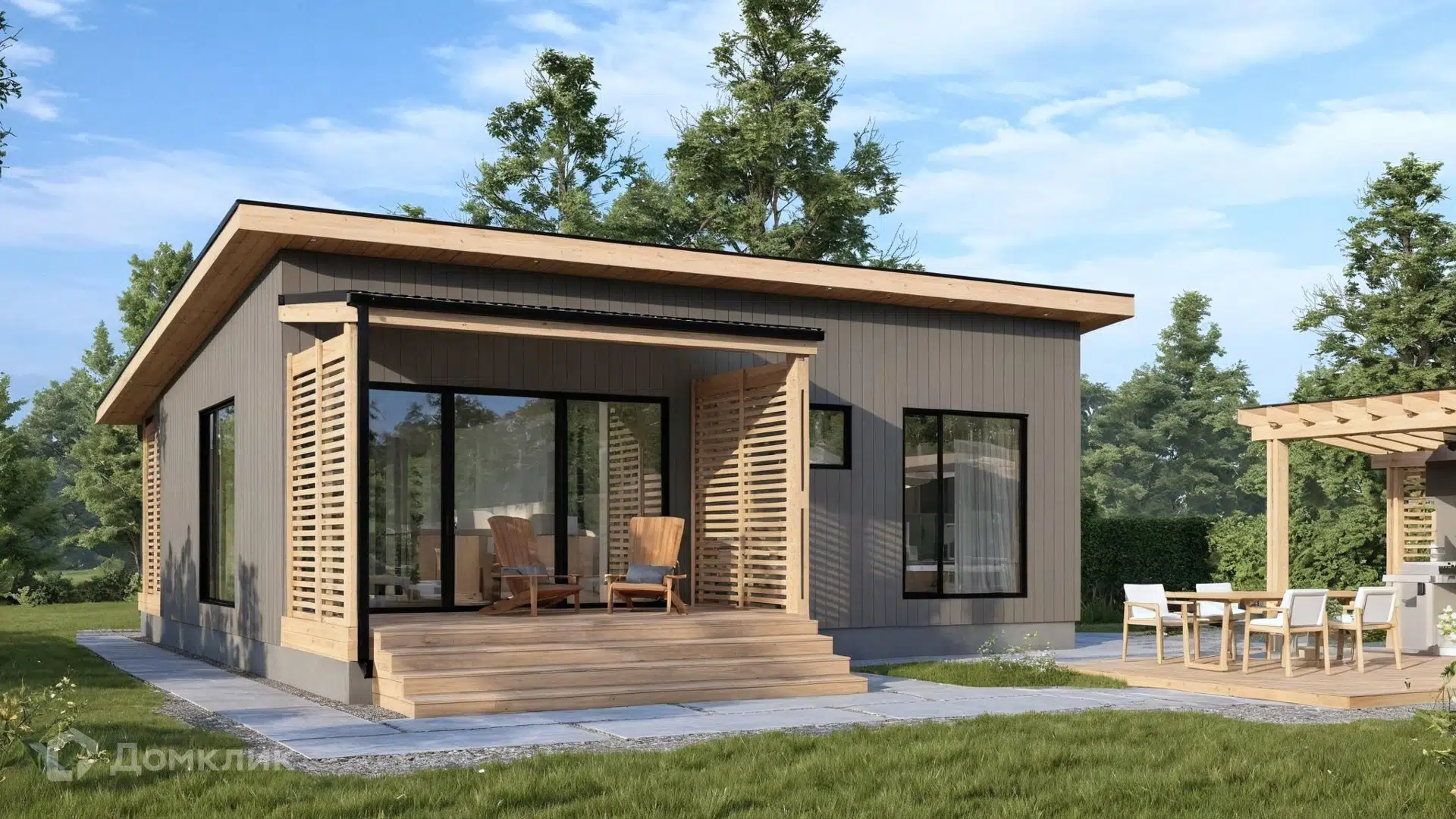 Проект дома «Сканди 88» компании Авангард Строй из материала Панельно-каркасная технология площадью 88м² под ключ за 4385000₽ в Донецке | 1 этаж, 2 спальни, 1 санузел – Домклик