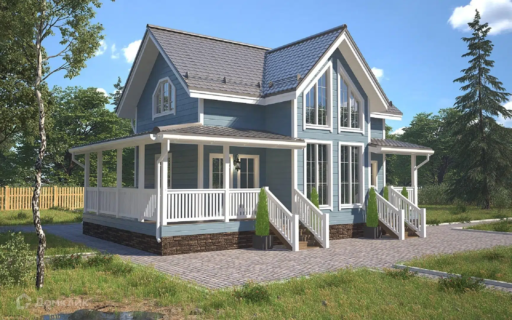 Проект дома «ДК-191» компании Теплодина из материала Каркасный дом площадью 123.6м² под ключ за 5386000₽ в Донецке | 2 этажа, 4 спальни, 2 санузла – Домклик