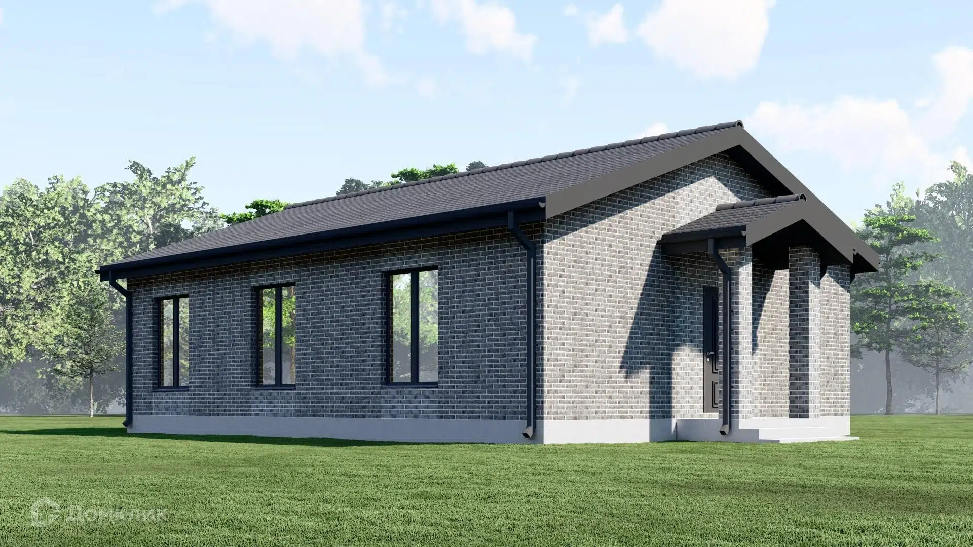 Проект дома «С-02/2026» компании СК Дом-Юг из материала Кирпич площадью 88.3м² под ключ за 5920000₽ в Донецке | 1 этаж, 3 спальни, 2 санузла – Домклик