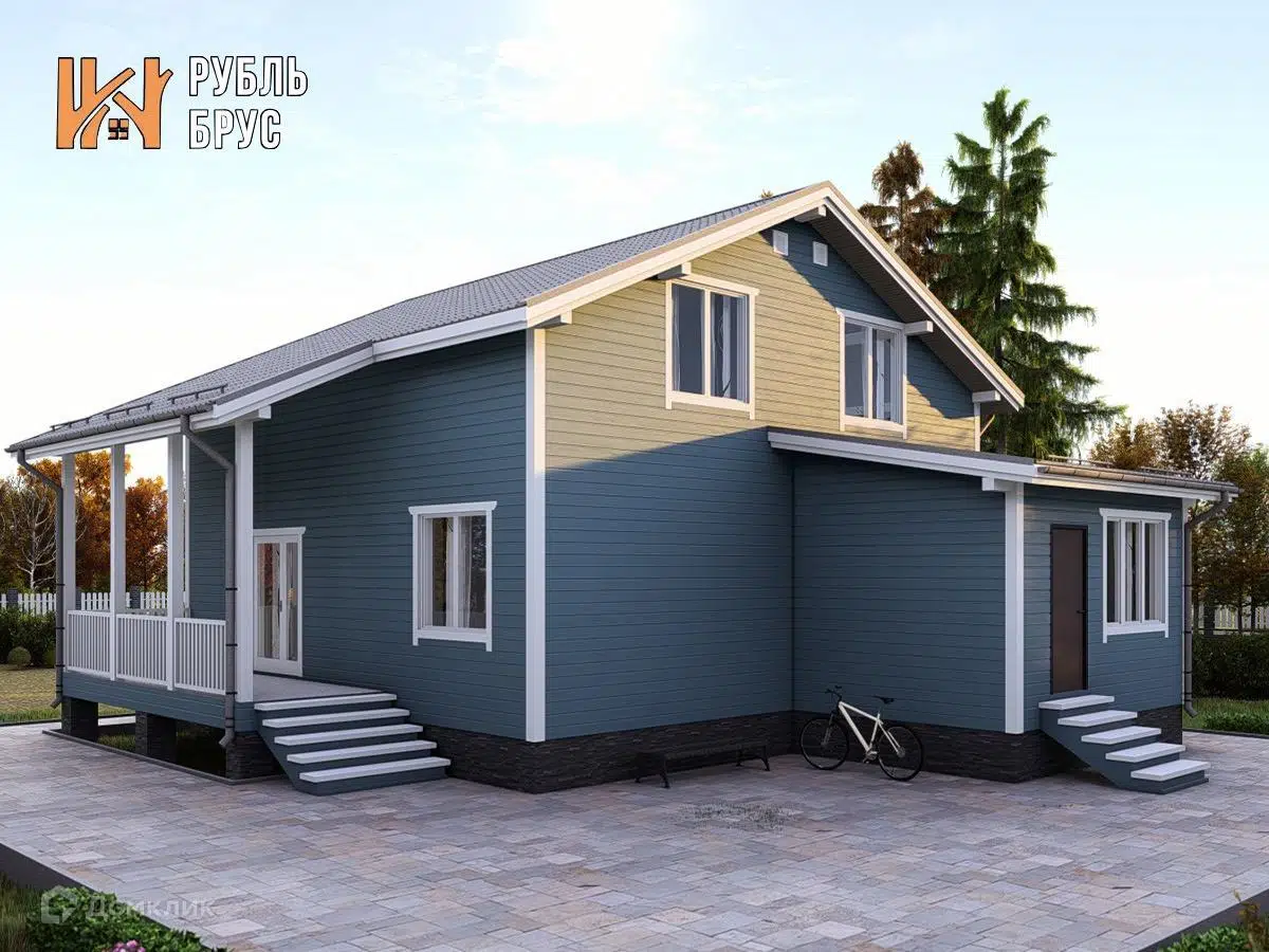 Проект дома «Каркасный дом «Лука»» компании РубльБрус строительство деревянных домов и бань по России. из материала Каркасный дом площадью 175м² под ключ за 7608750₽ в Донецке | 2 этажа, 5 спален, 2 санузла – Домклик