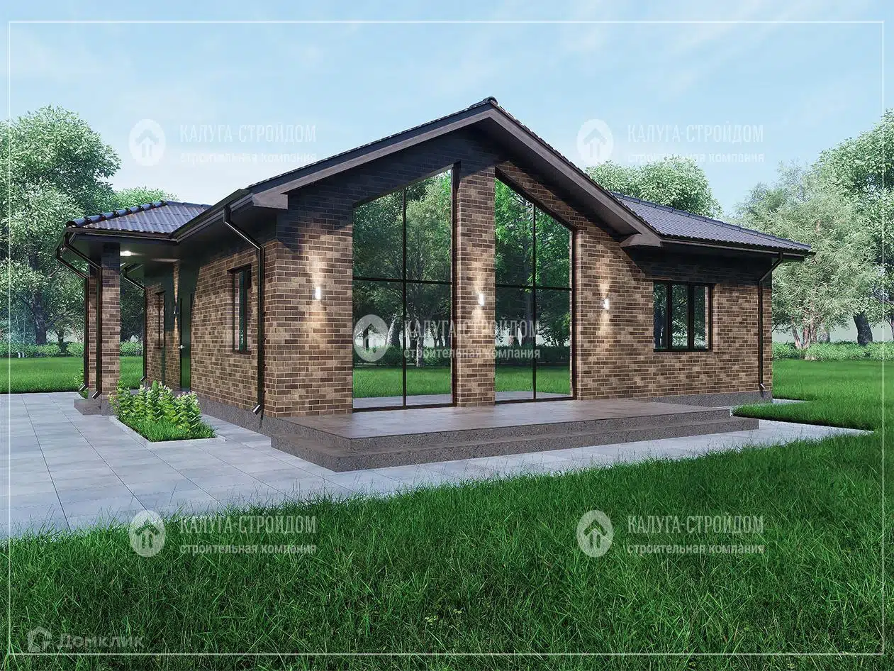 Проект дома «СП-38» компании КАЛУГА-СТРОЙДОМ из материала Газобетонные блоки площадью 109м² под ключ за 6500000₽ в Луганске | 1 этаж, 3 спальни, 1 санузел – Домклик