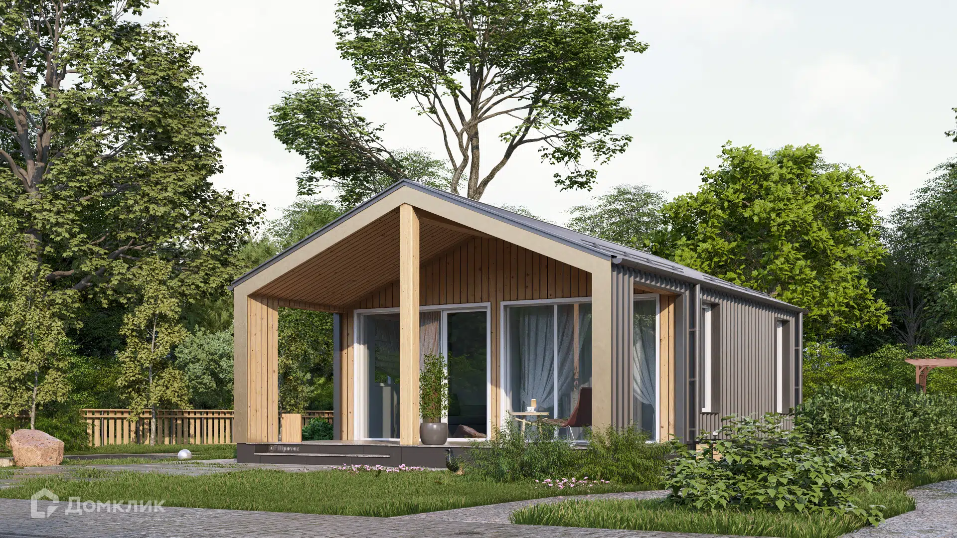 Проект дома «СВОЙ Лайт 001» компании СВОЙ из материала Каркасный дом площадью 41м² под ключ за 1932893₽ в Луганске | 1 этаж, 1 спальня, 1 санузел – Домклик