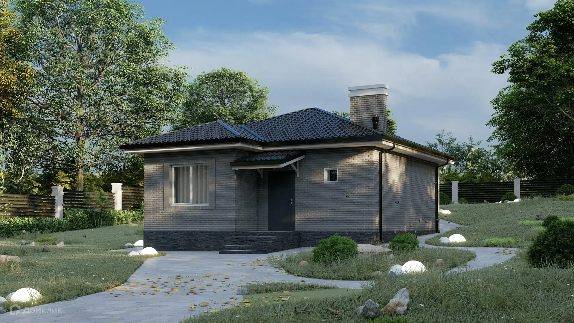 Проект дома «Грей» компании ИП Ветринский Андрей Александрович из материала Газобетонные блоки площадью 74.6м² под ключ за 3000000₽ в Донецке | 1 этаж, 2 спальни, 1 санузел – Домклик