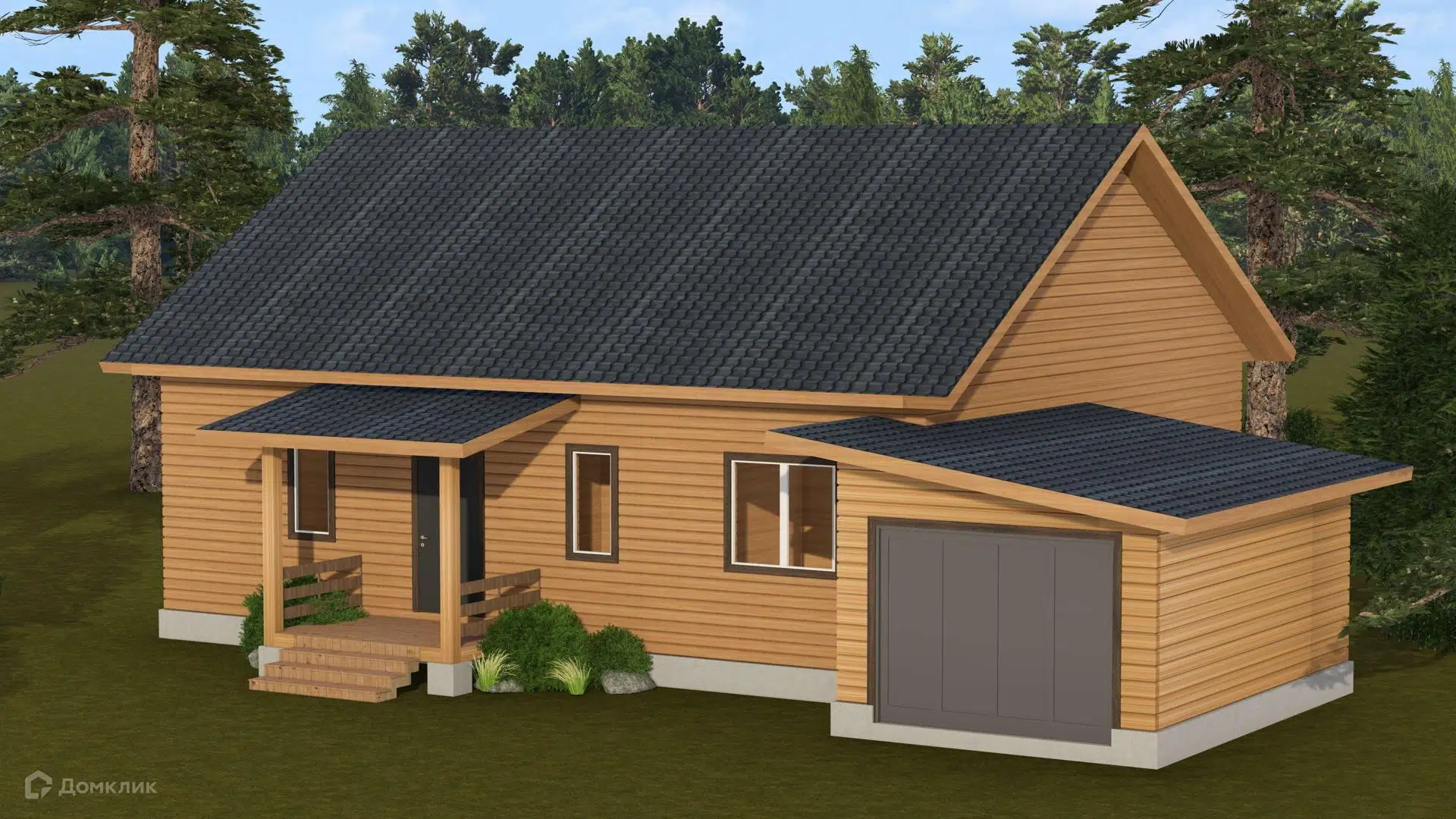 Проект дома «Дом из бруса ТА-105 (с гаражом)» компании Построй Свой Дом_ИП из материала Профилированный брус площадью 105м² под ключ за 5665764₽ в Донецке | 1 этаж, 3 спальни, 2 санузла – Домклик