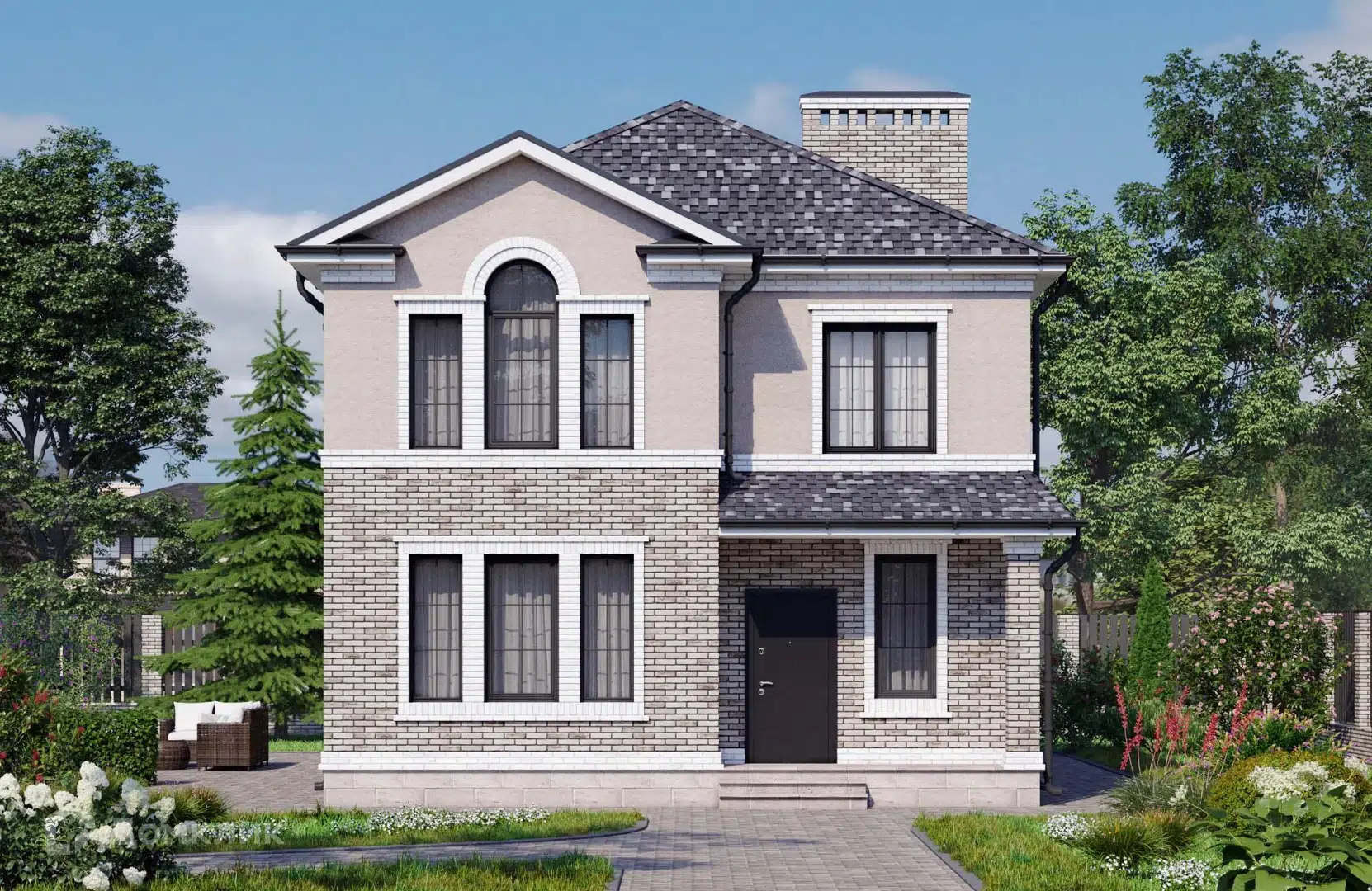 Проект дома «Проект №219» компании ООО«НОВАСТРОЙ» из материала Газобетонные блоки площадью 148м² под ключ за 6650000₽ в Донецке | 2 этажа, 4 спальни, 2 санузла – Домклик