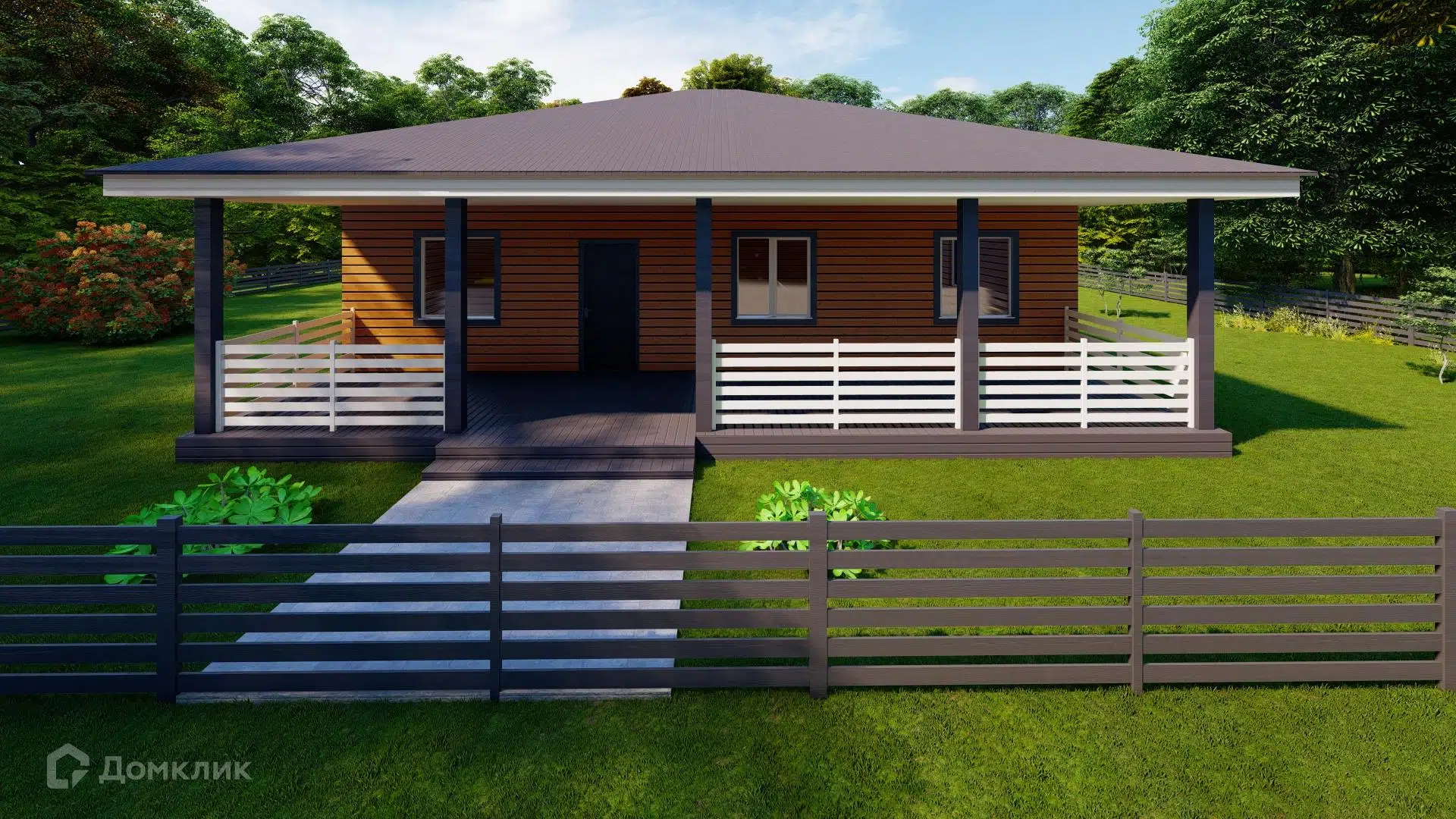 Проект дома «Одноэтажный с 3 спальнями» компании СК МАРТ из материала Брус естественной влажности площадью 120.5м² под ключ за 4500000₽ в Луганске | 1 этаж, 3 спальни, 1 санузел – Домклик
