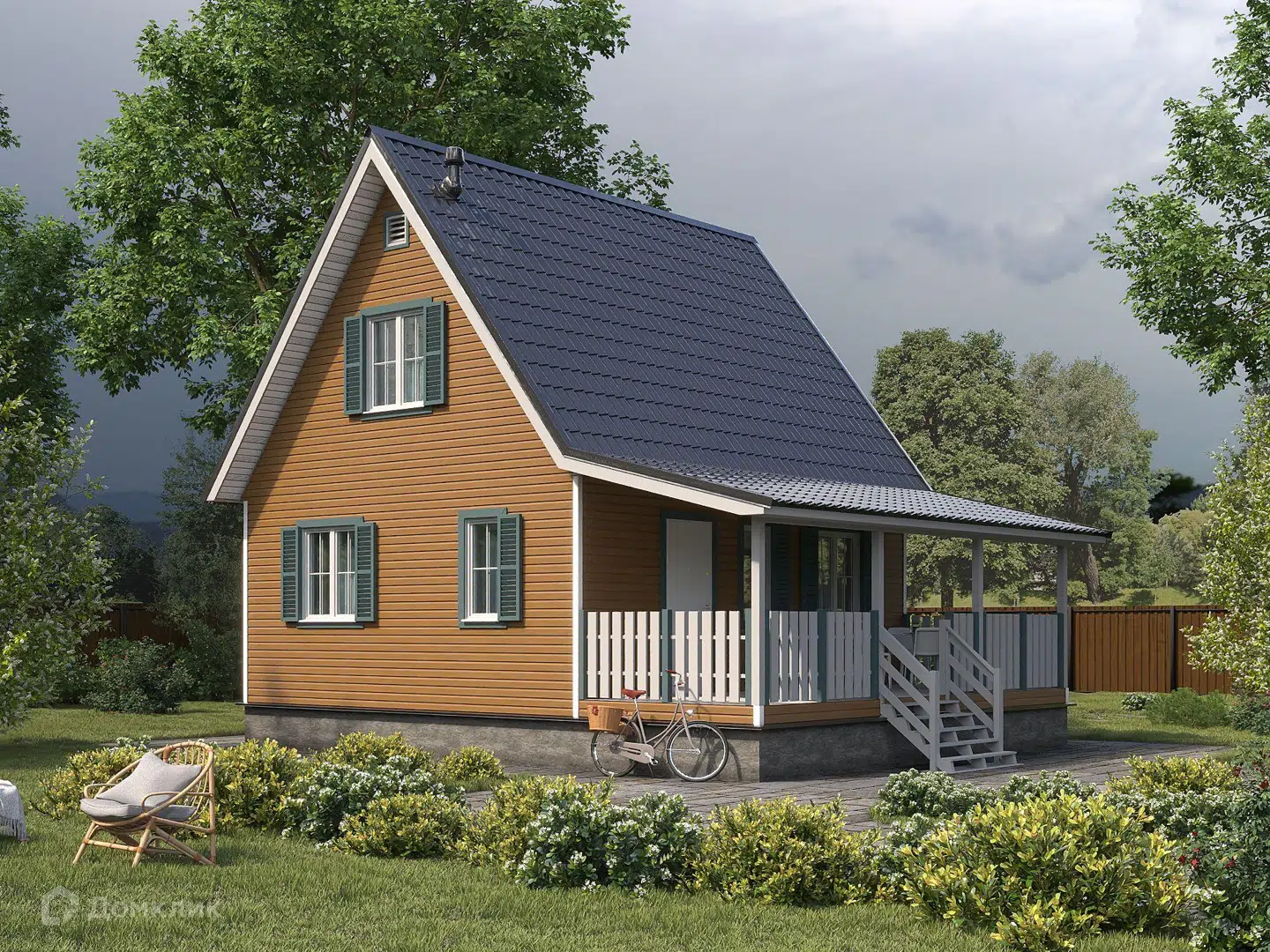 Проект дома «Лидер - 7 К-200 6х7 м М» компании Теремъ из материала Каркасный дом площадью 76.6м² под ключ за 3453450₽ в Донецке | 2 этажа, 2 спальни, 1 санузел – Домклик