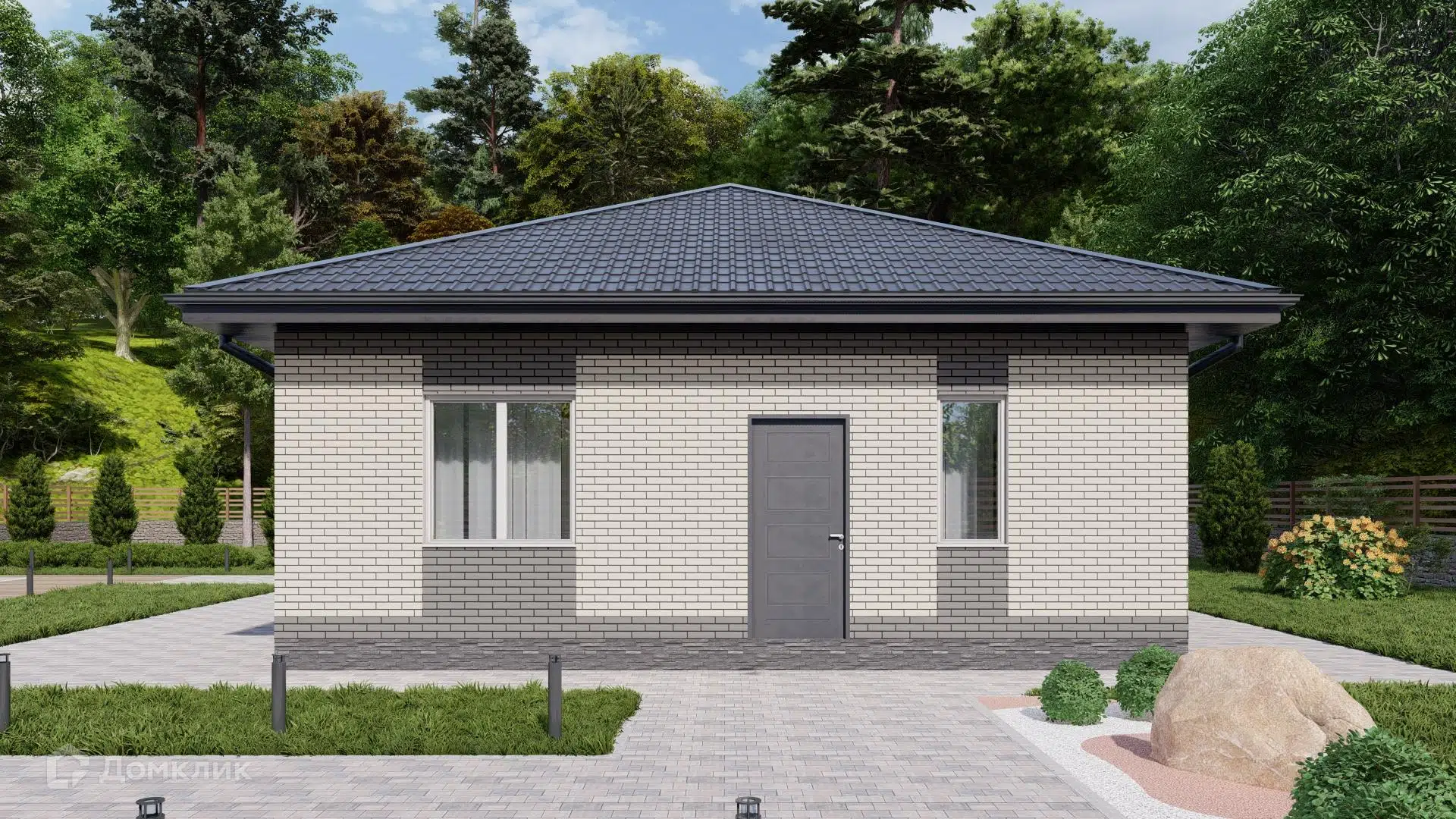 Проект дома «Жилой дом МА-69кв» компании Первая Домостроительная Компания из материала Керамзитобетонные блоки площадью 69м² под ключ за 5150000₽ в Донецке | 1 этаж, 3 спальни, 1 санузел – Домклик