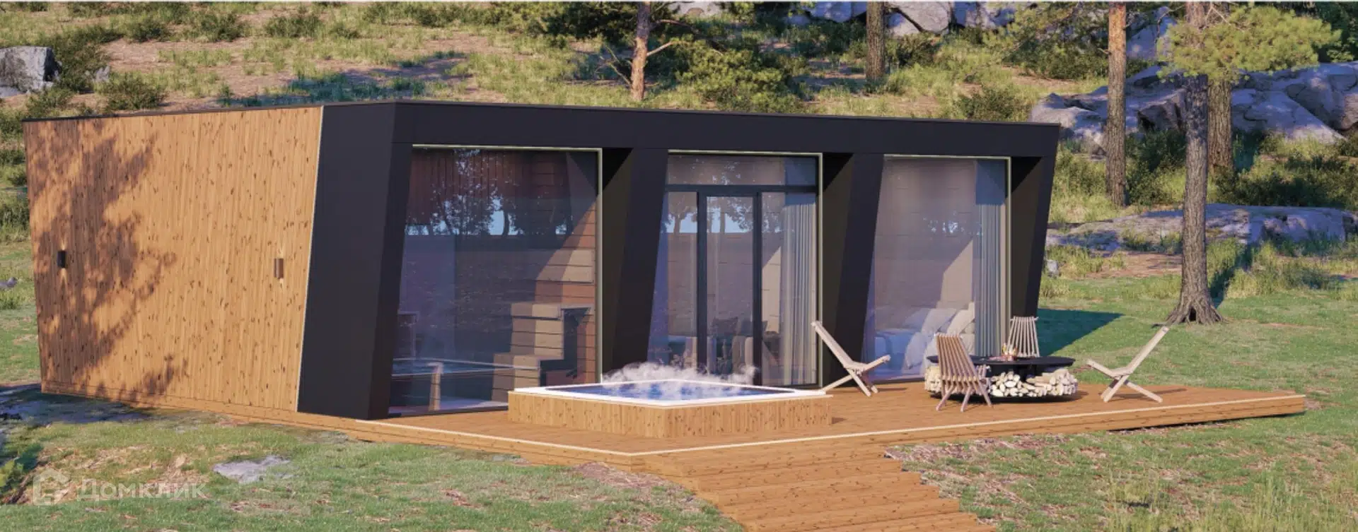 Проект дома «Центро L» компании ООО МногоДом из материала Каркасный дом площадью 66м² под ключ за 4800000₽ в Донецке | 1 этаж, 2 спальни, 2 санузла – Домклик